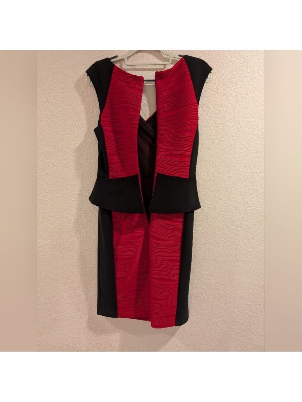 Joseph Ribkoff Red &Black Peplum Dress, Size 6, Fully Lined,Long Zipper,GUC - Picture 5 of 7
